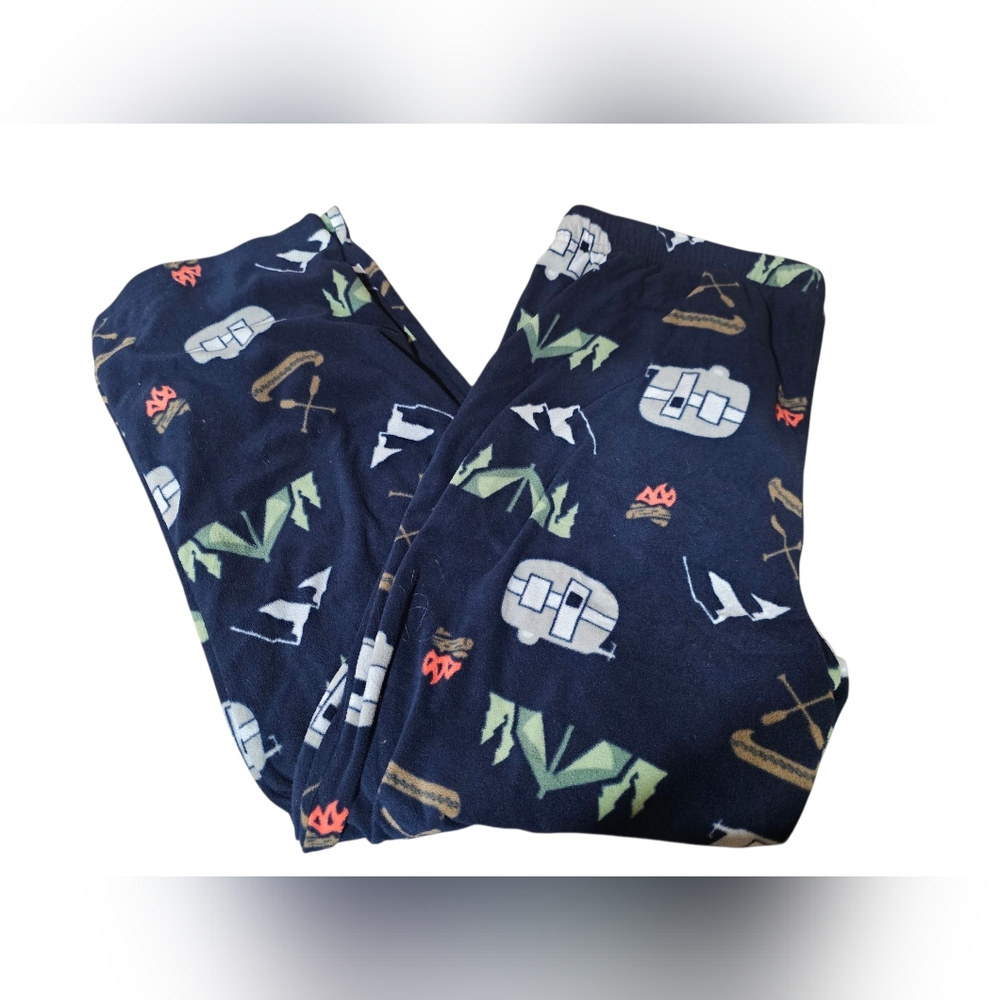 Navy Blue Camping Themed Pajama Pants‎ Size Large